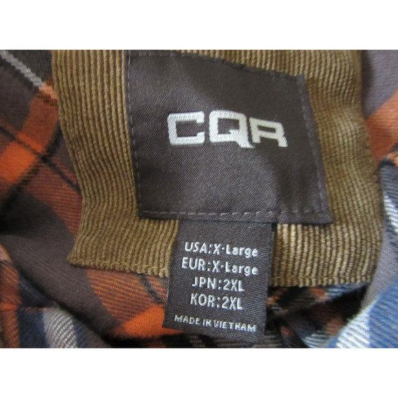 CQR Men's Multicolor Plaid Flannel Collar Button Size XL Cotton Shirt - Picture 3 of 4